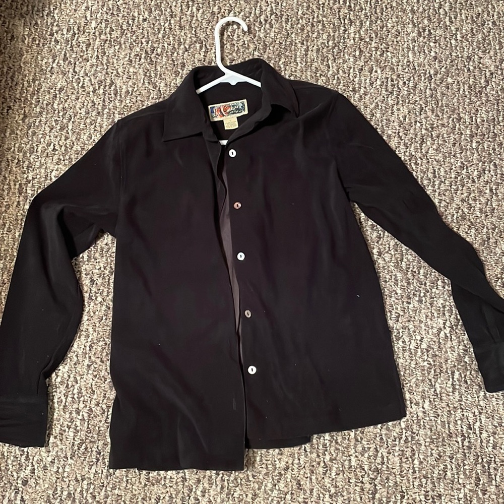 Black button up blouse. La Cabana. Size Small